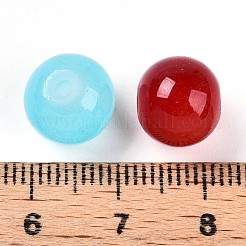 ベーキングペイント模造翡翠ガラスビーズ  ラウンド  ミックスカラー  10~11mm  穴：1.2~1.8mm&nbsp;X1-DGLA-Q021-10mm-M
