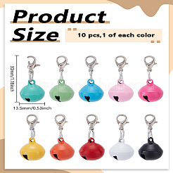 10Pcs 10 Colors Brass Bell Charms Pendant Decorations&nbsp;HJEW-LP0002-60