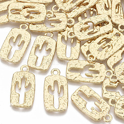 合金ハンマーペンダント  サボテンと長方形  ライトゴールド  23.5x12x1.5mm  穴：2mm&nbsp;PALLOY-S132-015
