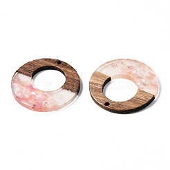 Transparent Resin & Walnut Wood Pendants&nbsp;RESI-T035-20-A01