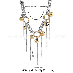 Brass & Alloy Round Ball Chain Tassel Bib Necklaces for Women&nbsp;WGA86A7-01