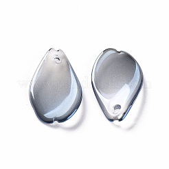 透明スプレー塗装ガラスペンダント  パールカラーの  花弁  スレートグレイ  16x9.5x2mm  穴：1mm&nbsp;GLAA-S190-014C-01