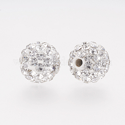 樹脂粘土ラインストーンビーズ  グレードA  ラウンド  パヴェボールディスコビーズ  クリスタル  8x7.5mm  穴：1.5~1.8mm&nbsp;X-RB-K050-8mm-C31