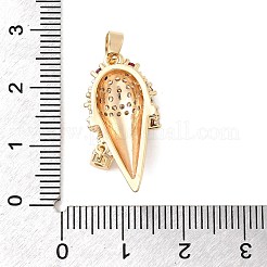 Brass Micro Pave Clear & Hot Pink Cubic Zirconia Pendants&nbsp;KK-A277-35G