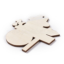 クリスマスウッドビッグペンダント  メリークリスマスという言葉で雪だるま  カラフル  90x80x3.5mm  穴：3mm&nbsp;HJEW-O004-13