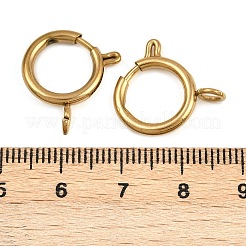 304ステンレススチールスプリングリング留め金  イオンプレーティング（ip）  18KGP本金メッキ  19x14x2.5mm  穴：3mm&nbsp;STAS-B095-05G-G