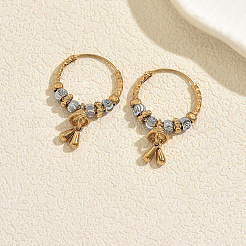 女性用ツイスト真鍮フープピアス  ゴールデン＆シルバー  31x20mm&nbsp;UG4037