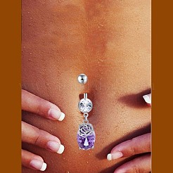 Brass Cubic Zirconia Navel Ring&nbsp;AJEW-EE0004-45B