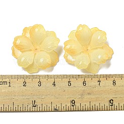 アクリルパーツ  花のチャーム  きいろ  34x32x8mm  穴：1.6mm&nbsp;MACR-M046-02
