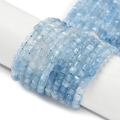 天然アクアマリンのグラデーションカラービーズ連売り  ファセットテーブルカットキューブ  3x3x3mm  穴：0.6mm  約128個/連  15.35''（39センチメートル）&nbsp;G-G271-F01-3x3mm