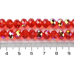 ABカラーメッキ透明電気メッキビーズ連売り  多面カット  ラウンド  クリムゾン  7.5x6mm  穴：1mm  約78~80個/連  17.71~18.11インチ（45~46cm）&nbsp;EGLA-H104-06D