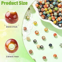 ヴィンテージスタイルのビーズ200個  DIY アクセサリー ミックス 8mm フラワー 釉薬 ラウンド セラミック ルーズ ビーズ  景徳鎮のセラミックビーズ  手紐アクセサリー  カラフル  8mm  穴：2.8mm&nbsp;PORC-CJ0001-47
