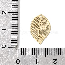 真鍮チャーム  葉のチャーム  長持ちメッキ  ニッケルフリー  18KGP本金メッキ  17.5x11.5x0.5mm  穴：1mm&nbsp;KK-A275-02G