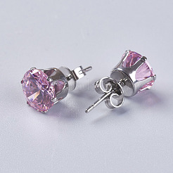 Cubic Zirconia Stud Earrings&nbsp;EJEW-I209-09-8mm