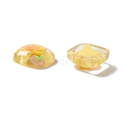 クリア樹脂カボション  正方形  ゴールド  花柄  19x19x8mm&nbsp;RESI-G034-A03
