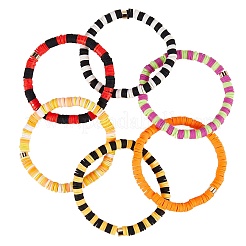 Handmade Polymer Clay Heishi Beads Stretch Bracelets Sets&nbsp;BJEW-JB05902-10