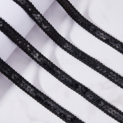 20mのポリエステルリボン  プラスチックスパンコール付き  ブラック  1/2インチ（12mm）  約21.87ヤード（20m）/セット&nbsp;SRIB-CY0001-21B