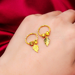 Leaf Brass & Alloy Hoop Earrings&nbsp;FS-WGCAE28-01