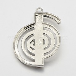 プラチナメッキ真鍮ジェムストーン音符ペンダント  チャクラジュエリー  カラフル  48x36x4mm  穴：2mm&nbsp;G-J264-03