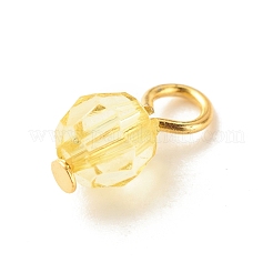 ファセット透明アクリルチャーム  ゴールデントーン鉄パーツ  ラウンド  ミックスカラー  11~11.5x5.5mm  穴：2.6mm&nbsp;PALLOY-JF01601-02