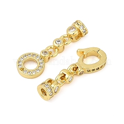 Brass Micro Pave Clear Cubic Zirconia Fold Over Clasps&nbsp;KK-H202-19G