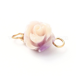 合成コーラルリンクコネクター  金色の銅線ループ付き  3dバラの花  ミックスカラー  15x7x6.5mm  穴：2.5mm&nbsp;X-PALLOY-JF00564