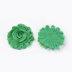 手作りファブリック服飾材料パーツ  シフォン生地の花  グリーン  60x15mm&nbsp;LS-WOVE-WH0004-A04
