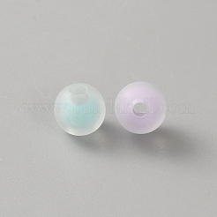 100個の不透明なアクリルビーズ  二層ビーズ  ラウンド  艶消し  ミックスカラー  7.5mm  穴：2mm&nbsp;FACR-SZC0001-01