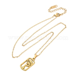 Rectangle with Eye 304 Stainless Steel Pendant Necklaces&nbsp;NJEW-H059-19G