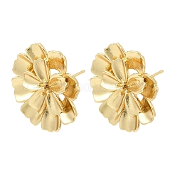 Flower Brass Stud Earrings&nbsp;EJEW-D352-01G-02