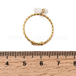 Adjustable 304 Stainless Steel Natural White Jade Cuff Open Rings&nbsp;RJEW-P187-01G-04