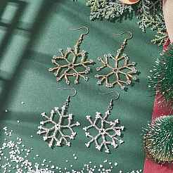 Glass Snowflake Dangle Earrings&nbsp;EJEW-MZ00253