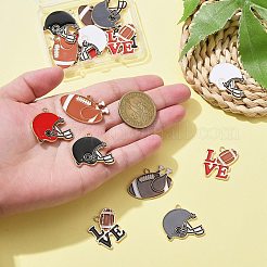 16本8スタイルアロイエナメルペンダント  カドミウムフリー＆ニッケルフリー＆鉛フリー  ラグビーと野球のヘルメット  ミックスカラー  21.5~24.5x22.5~33.5x1.3~1.5mm  穴：2mm  2個/スタイル&nbsp;ENAM-CJ0005-79