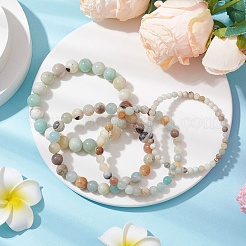 4Pcs 4 Styles Natural Flower Amazonite Stretch Bracelets&nbsp;BJEW-JB11025