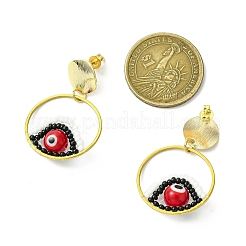 Evil Eye Handmade Glass Seed Beads Dangle Stud Earrings&nbsp;EJEW-MZ00371-02