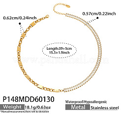 316L Surgical Stainless Steel Pave Clear Cubic Zirconia Half Tennis Necklaces for Women&nbsp;WGC7388-02