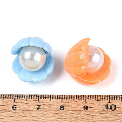 Shell Shape Opaque Resin & Imitation Pearl Cabochons&nbsp;CRES-T025-46M