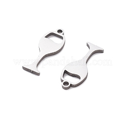 ステンレススチールチャーム201個  レーザー切断  ワイングラスチャーム  ステンレス鋼色  12.5x5x1mm  穴：1mm&nbsp;STAS-V001-15
