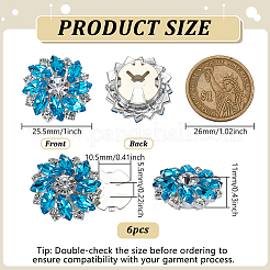 合金スナップボタン6個  ガラスと  花  シアン  25.5x11mm  穴：10.5x5.5mm&nbsp;FIND-FG0004-39D