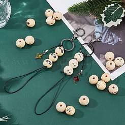 80Pcs 8 Styles Printed Wood European Beads&nbsp;WOOD-DC0001-07