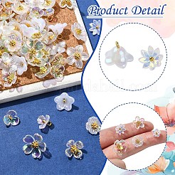 11種類のアクリルチャーム110個  真鍮パーツ  花のチャーム  ゴールドカラー  ホワイト  7~10mm  穴：2~2.5mm  10個/スタイル&nbsp;PALLOY-YW00211