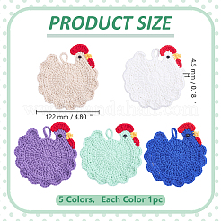 5Pcs 5 Colors Polyester Coasters&nbsp;AJEW-WR0003-86B