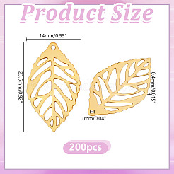 200Pcs Leaf Iron Pendants&nbsp;KK-HY0004-24