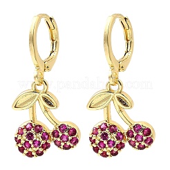 Brass Micro Pave Cubic Zirconia Cherry Dangle Earrings&nbsp;EJEW-L305-02G