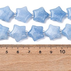 染め加工天然のアクアマリンビーズ連売り  スター  シードビーズで  15~15.5x16~16.5x6.5~7mm  穴：1.4mm  約25個/連  15.75''~16.14''（40~41センチメートル）&nbsp;G-K359-E10