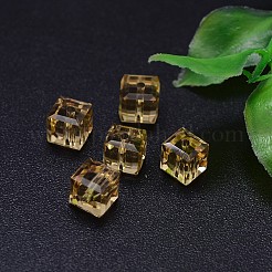 カット加工キューブ模造オーストリアクリスタルビーズ連売り  グレードAAA  モカシン  6x6mm  穴：0.7~0.9mm  約68個/連  15.7インチ&nbsp;G-M184-6x6mm-28A