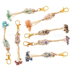 7Pcs Natural & Synthetic Gemstone Pendant Decorations&nbsp;HJEW-FS00053