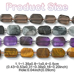 天然アメジストビーズ 1 連  シードビーズで  長方形  11~13.5x8~10x4~5mm  穴：0.9mm  シードビーズ：3x3x2  穴：0.8mm  約28~29個/連  15.43''（39.2~46センチメートル）&nbsp;G-YW0002-76