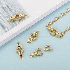 Brass Micro Pave Cubic Zirconia Fold Over Clasps&nbsp;KK-P164-12G