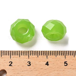 レジンヨーロピアンビーズ  大穴ビーズ  多面カット  ロンデル  芝生の緑  13.5x8mm  穴：5.5mm&nbsp;RESI-B020-06F